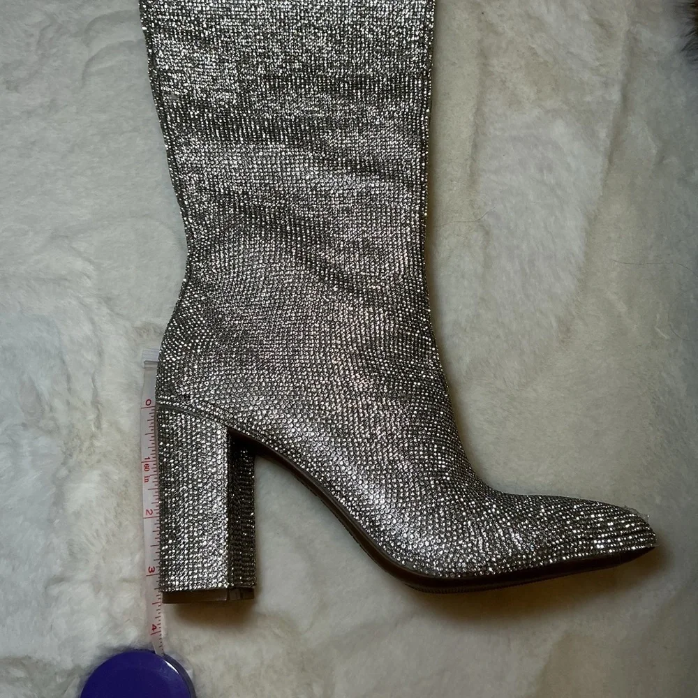 INC International Concepts Silver Glitter Knee-High Women's Boots